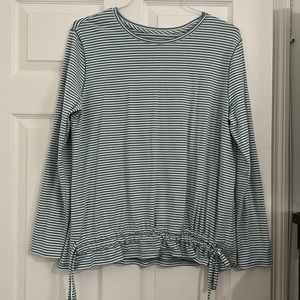 AnyBody long sleeve blue and cream shirt